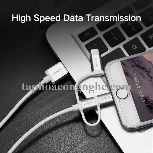 Ugreen 30460 0.5M màu Trắng Cáp sạc đa năng USB sang TypeC + Micro + Lightning US186 30030460